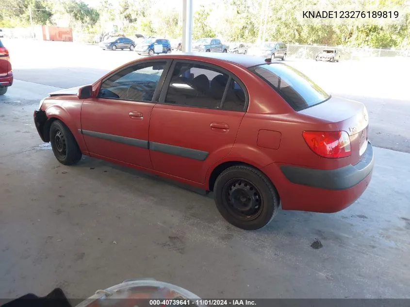 2007 Kia Rio Lx VIN: KNADE123276189819 Lot: 40739641