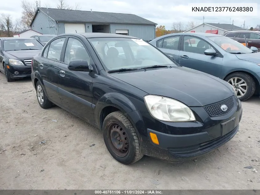 2007 Kia Rio Lx VIN: KNADE123776248380 Lot: 40751106