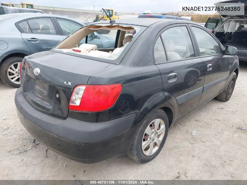 2007 Kia Rio Lx VIN: KNADE123776248380 Lot: 40751106