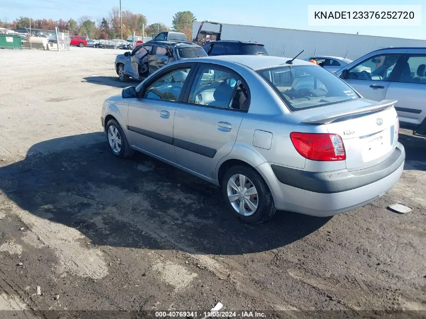 2007 Kia Rio Lx VIN: KNADE123376252720 Lot: 40769341