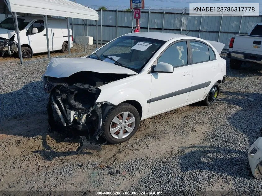 KNADE123786317778 2008 Kia Rio Lx/Sx