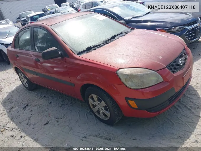 2008 Kia Rio Lx VIN: KNADE123X86407118 Lot: 40258644