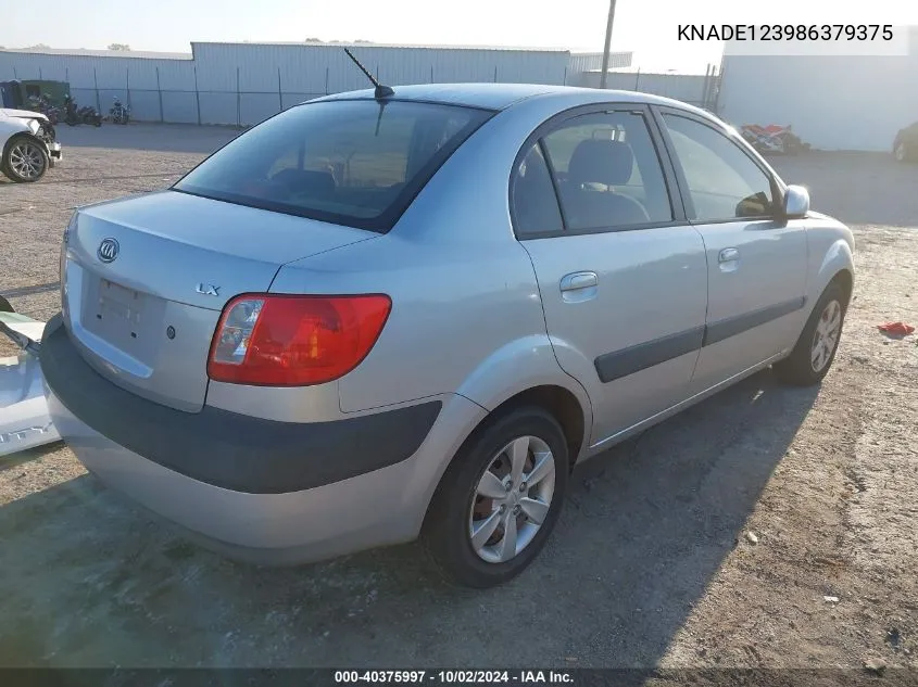 2008 Kia Rio Lx VIN: KNADE123986379375 Lot: 40375997