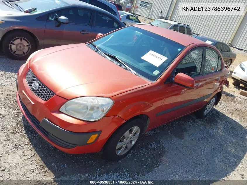 2008 Kia Rio Lx VIN: KNADE123786396742 Lot: 40536551