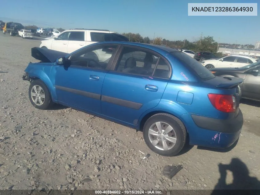 2008 Kia Rio Lx VIN: KNADE123286364930 Lot: 40594602