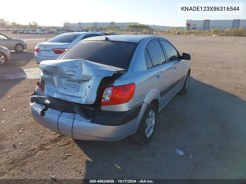 2008 Kia Rio Lx VIN: KNADE123X86316544 Lot: 40624658