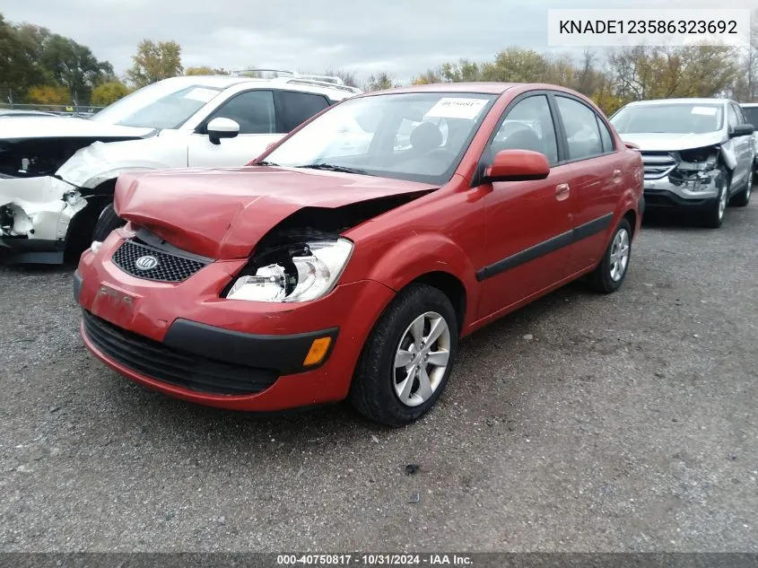 2008 Kia Rio Lx VIN: KNADE123586323692 Lot: 40750817