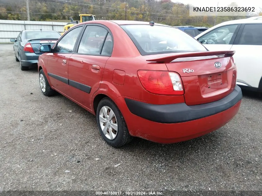 2008 Kia Rio Lx VIN: KNADE123586323692 Lot: 40750817