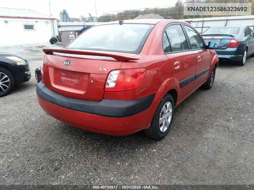 2008 Kia Rio Lx VIN: KNADE123586323692 Lot: 40750817