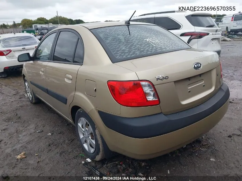 2009 Kia Rio Lx/Sx VIN: KNADE223696570355 Lot: 12107438