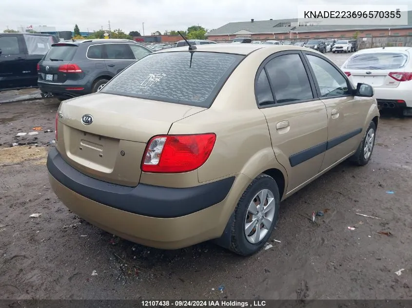 2009 Kia Rio Lx/Sx VIN: KNADE223696570355 Lot: 12107438