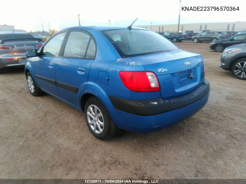 2009 Kia Rio VIN: KNADE223796570364 Lot: 12120011