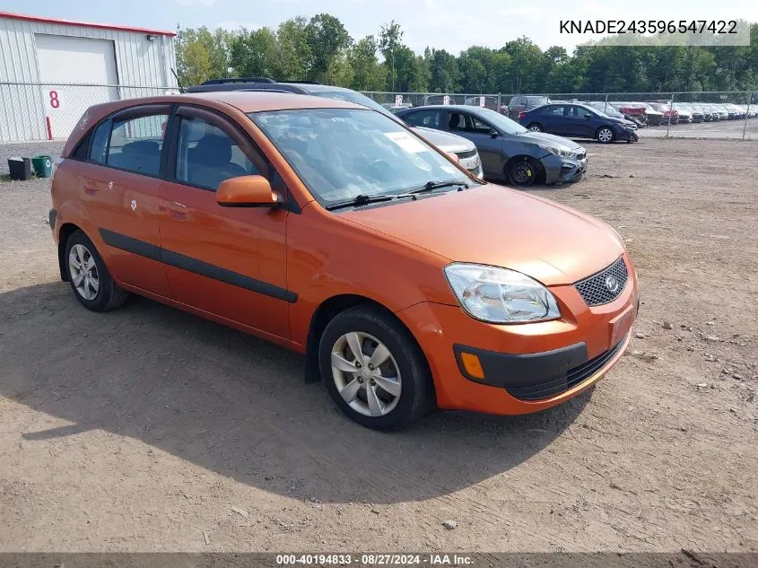 2009 Kia Rio5 Lx VIN: KNADE243596547422 Lot: 40194833