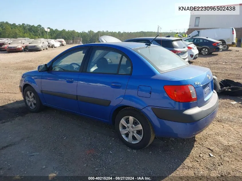 2009 Kia Rio Lx VIN: KNADE223096502438 Lot: 40215204