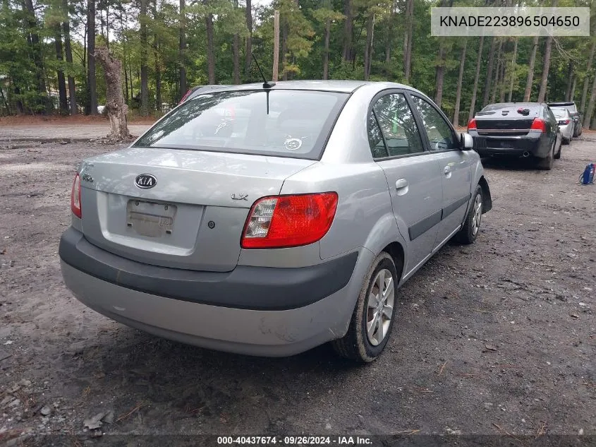 2009 Kia Rio Lx/Sx VIN: KNADE223896504650 Lot: 40437674