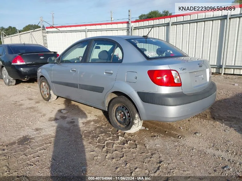 2009 Kia Rio Lx VIN: KNADE223096504089 Lot: 40754566