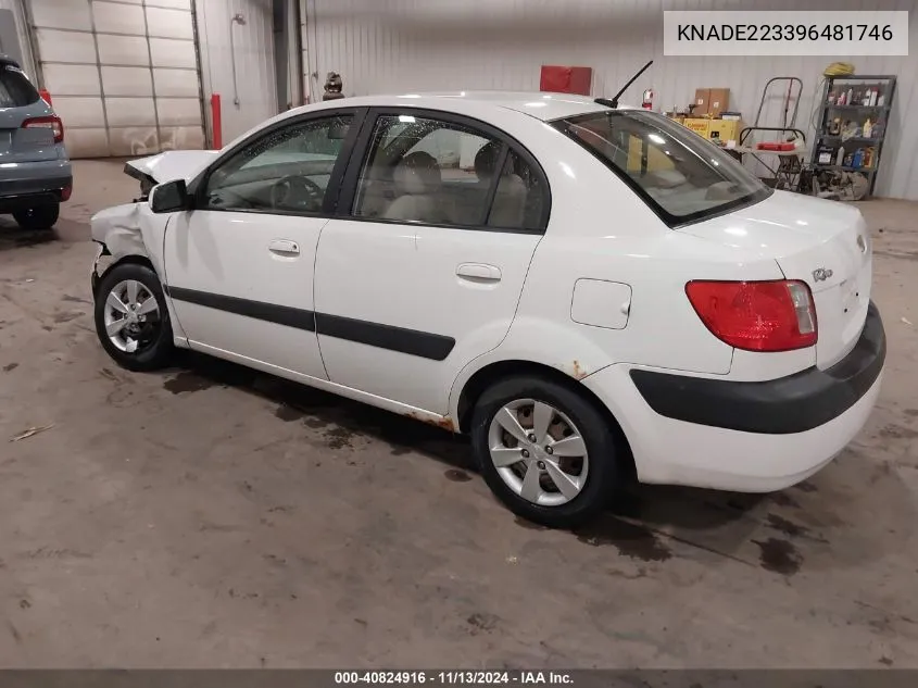 2009 Kia Rio Lx VIN: KNADE223396481746 Lot: 40824916