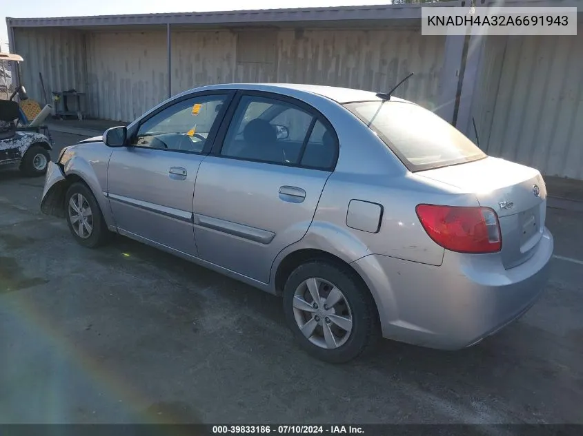 2010 Kia Rio Lx VIN: KNADH4A32A6691943 Lot: 39833186