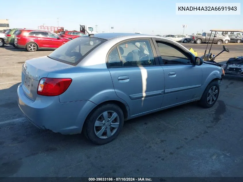 2010 Kia Rio Lx VIN: KNADH4A32A6691943 Lot: 39833186