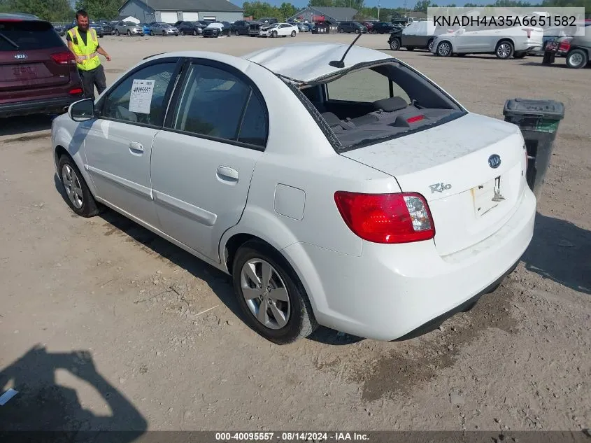 2010 Kia Rio Lx VIN: KNADH4A35A6651582 Lot: 40095557