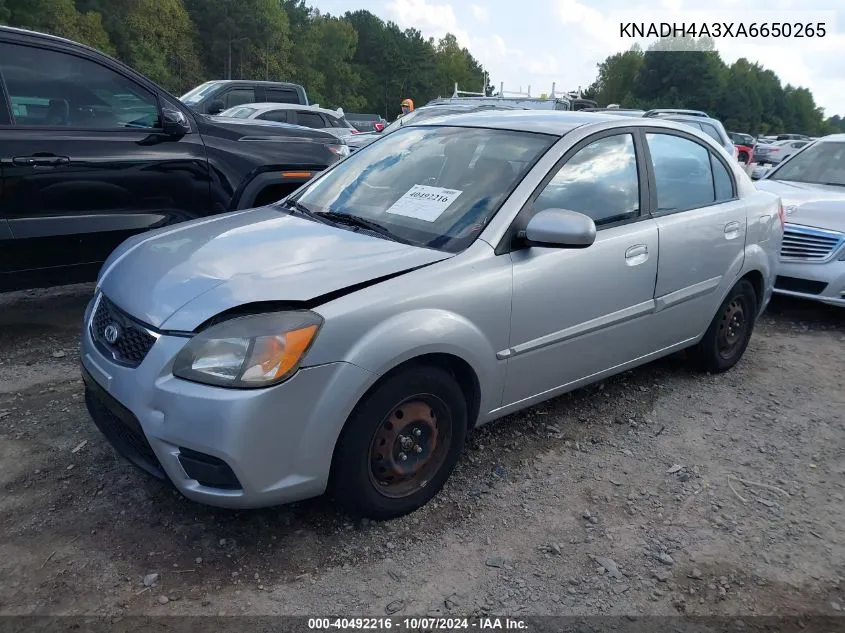 2010 Kia Rio Lx VIN: KNADH4A3XA6650265 Lot: 40492216