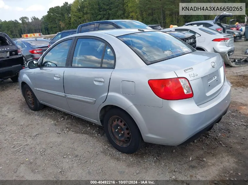 2010 Kia Rio Lx VIN: KNADH4A3XA6650265 Lot: 40492216