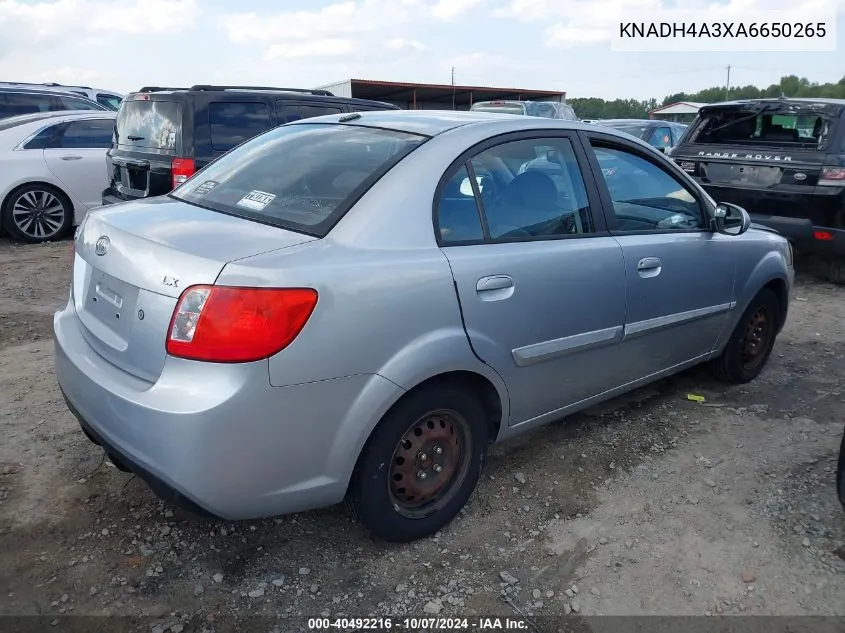 2010 Kia Rio Lx VIN: KNADH4A3XA6650265 Lot: 40492216