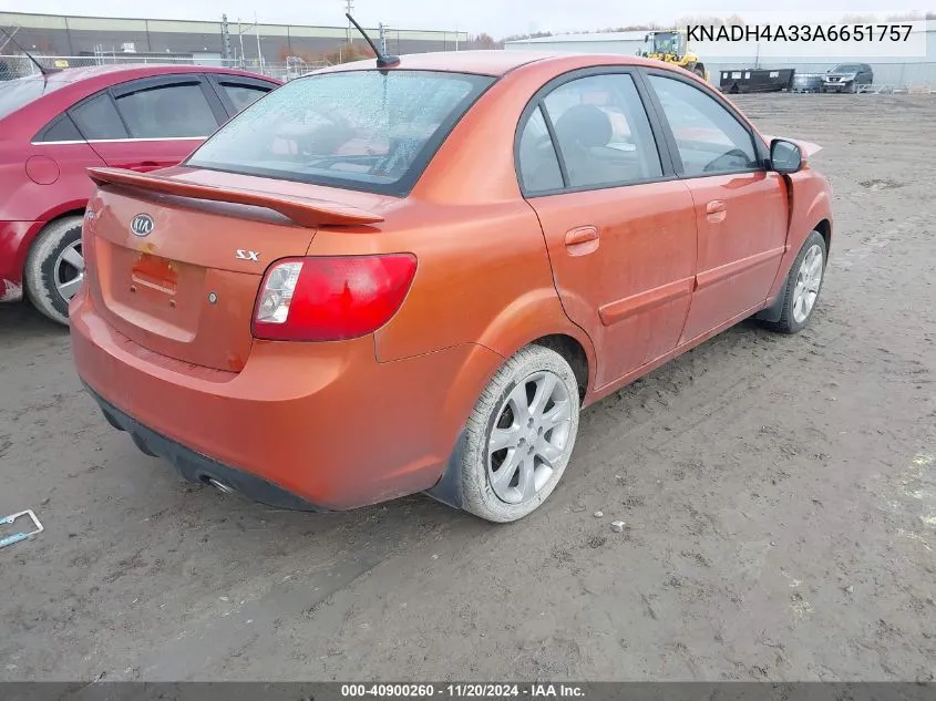 2010 Kia Rio Sx VIN: KNADH4A33A6651757 Lot: 40900260