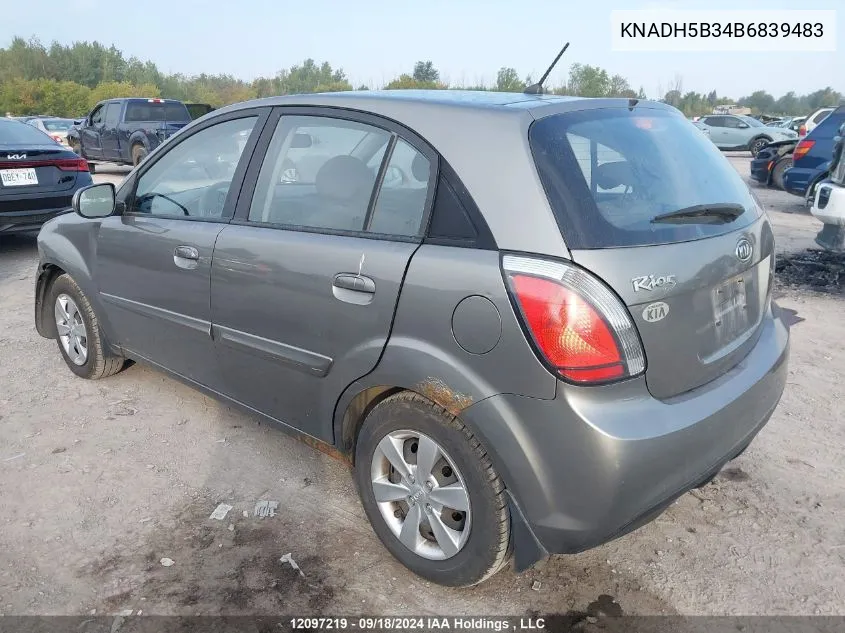 2011 Kia Rio VIN: KNADH5B34B6839483 Lot: 12097219