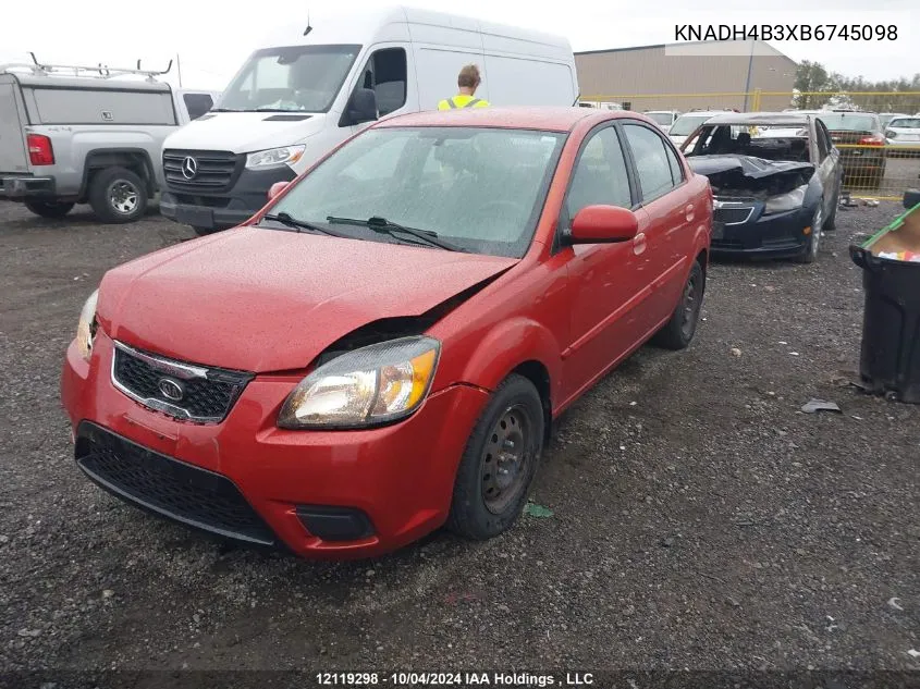 2011 Kia Rio VIN: KNADH4B3XB6745098 Lot: 12119298