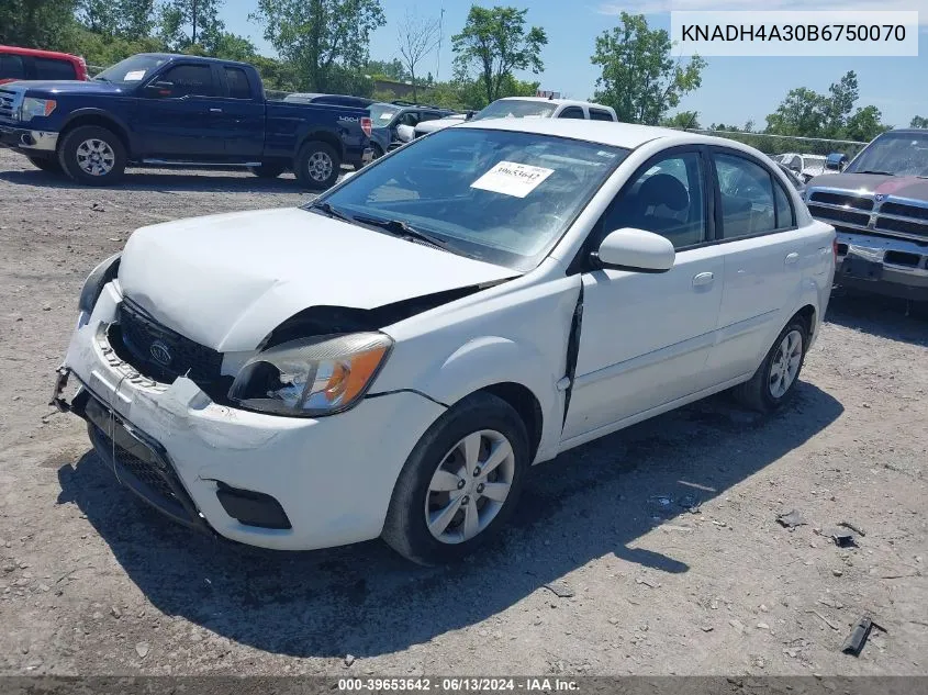 2011 Kia Rio Lx VIN: KNADH4A30B6750070 Lot: 39653642