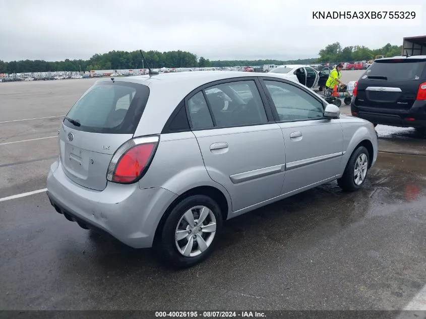 2011 Kia Rio5 Lx VIN: KNADH5A3XB6755329 Lot: 40026195