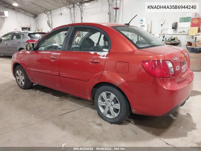 2011 Kia Rio Lx VIN: KNADH4A35B6944240 Lot: 40304829