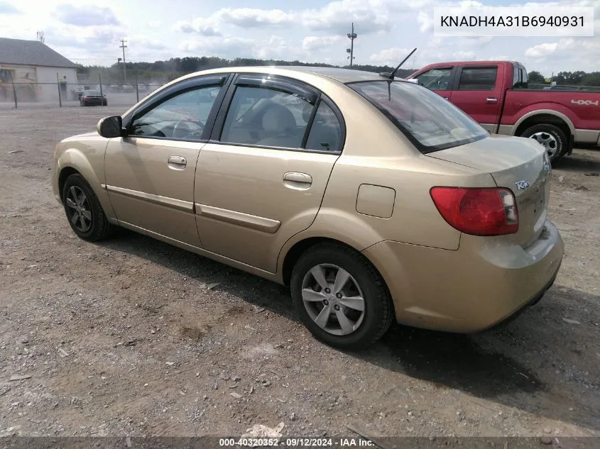 2011 Kia Rio Lx VIN: KNADH4A31B6940931 Lot: 40320352