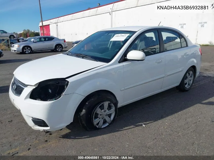 2011 Kia Rio Lx VIN: KNADH4A35B6932881 Lot: 40645861