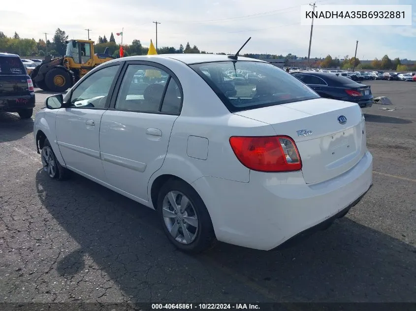 2011 Kia Rio Lx VIN: KNADH4A35B6932881 Lot: 40645861