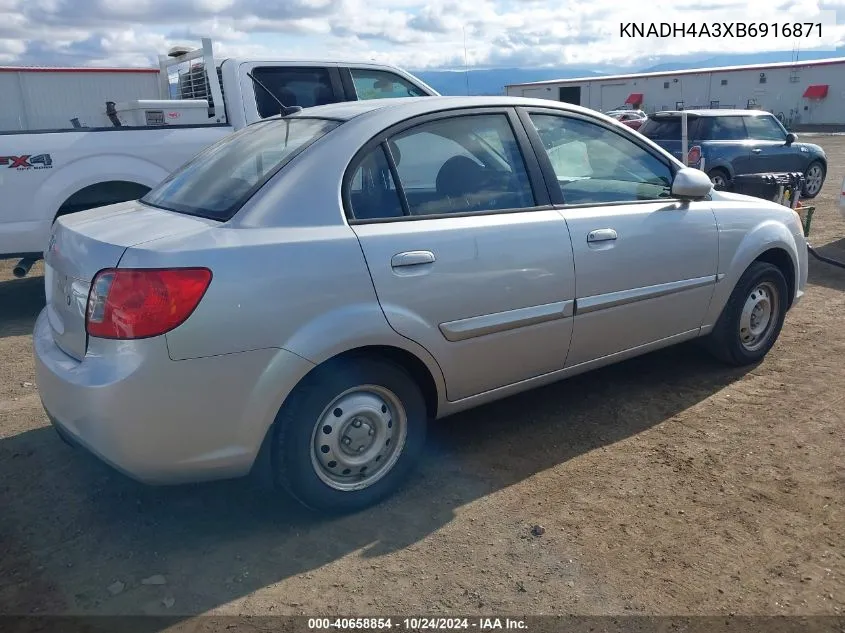 2011 Kia Rio VIN: KNADH4A3XB6916871 Lot: 40658854