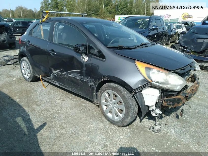 2012 Kia Rio Lx VIN: KNADM5A37C6758959 Lot: 12089438