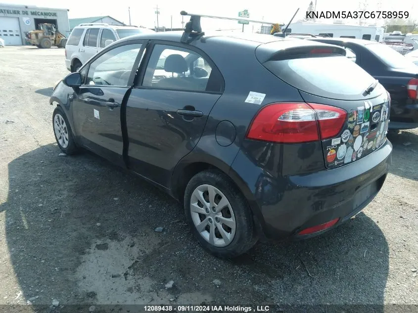 2012 Kia Rio Lx VIN: KNADM5A37C6758959 Lot: 12089438