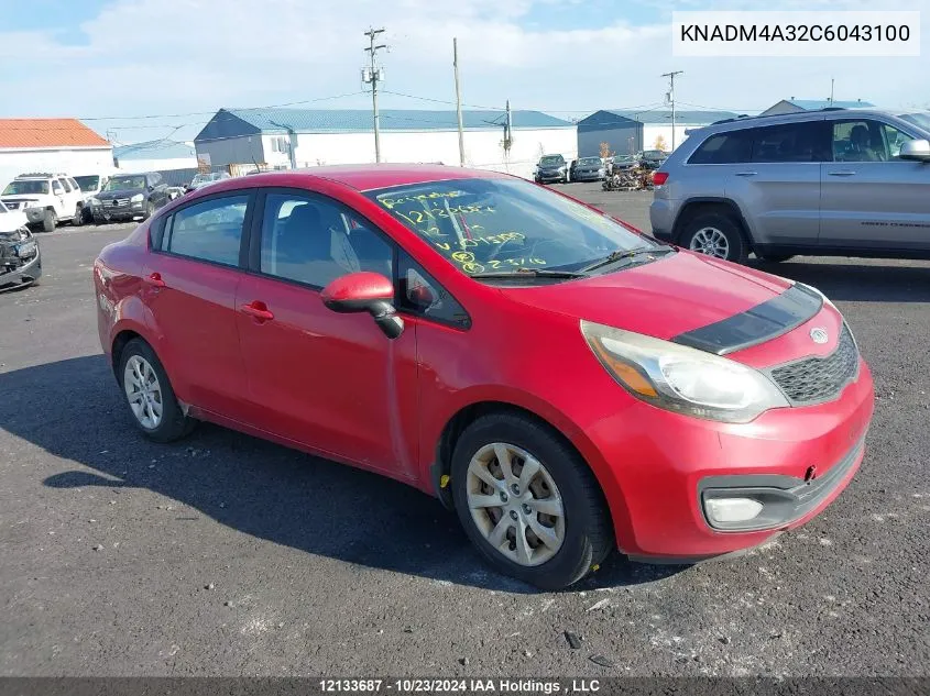 2012 Kia Rio Lx VIN: KNADM4A32C6043100 Lot: 12133687