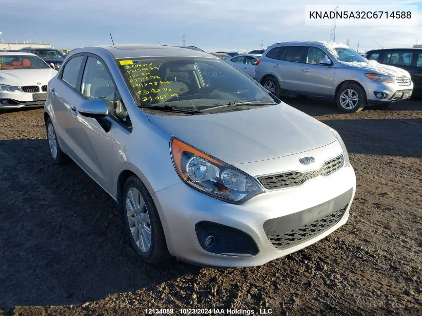 2012 Kia Rio VIN: KNADN5A32C6714588 Lot: 12134089