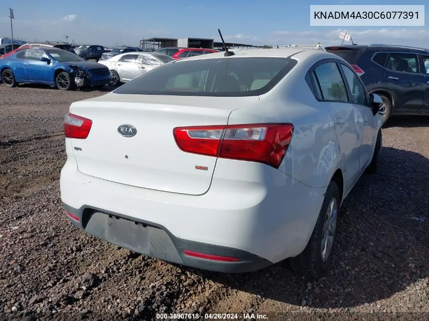 2012 Kia Rio Lx VIN: KNADM4A30C6077391 Lot: 38907618