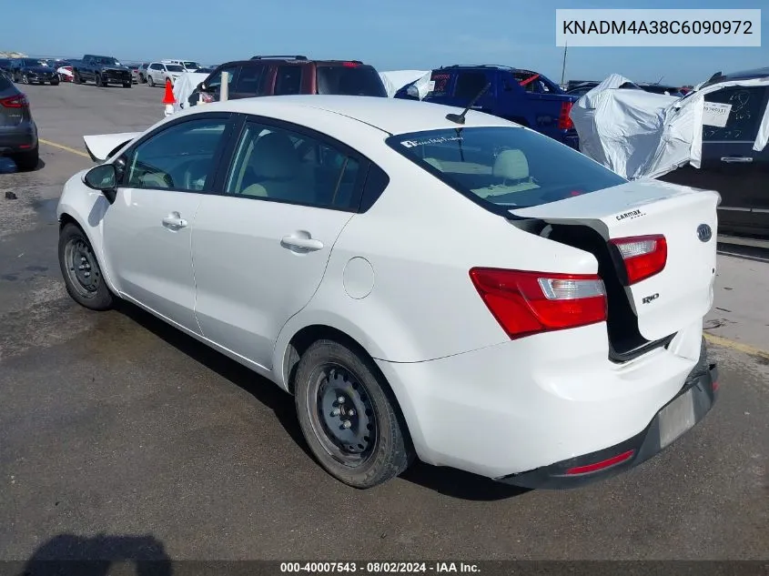 2012 Kia Rio Lx VIN: KNADM4A38C6090972 Lot: 40007543