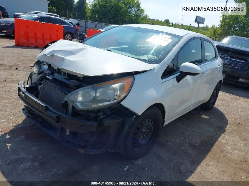 2012 Kia Rio5 Lx VIN: KNADM5A35C6070359 Lot: 40145905