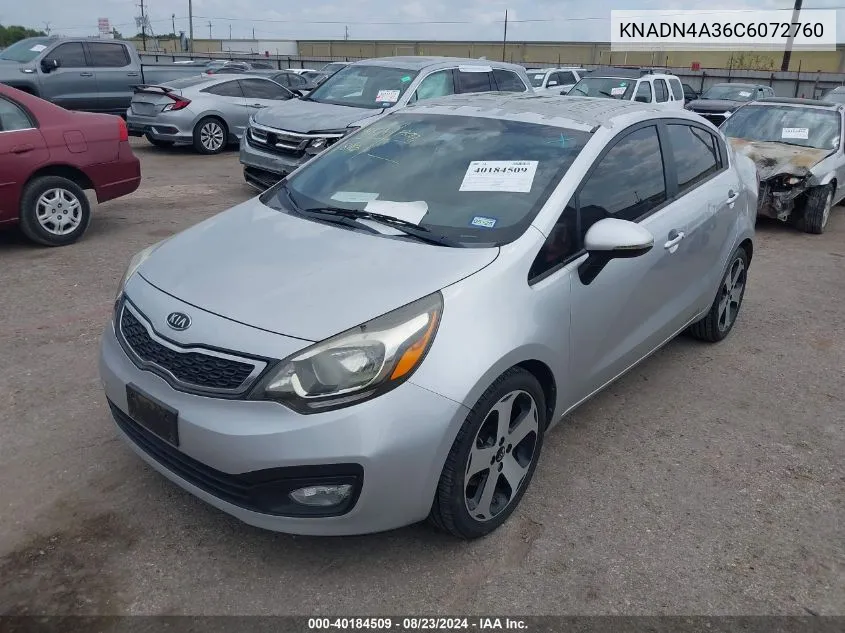 2012 Kia Rio Sx VIN: KNADN4A36C6072760 Lot: 40184509