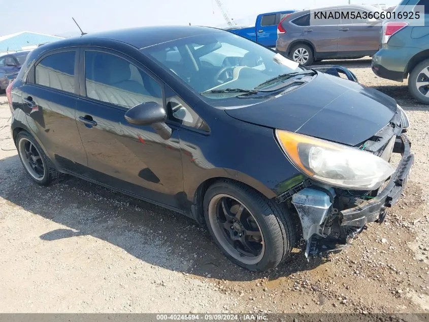 2012 Kia Rio5 Lx VIN: KNADM5A36C6016925 Lot: 40245694