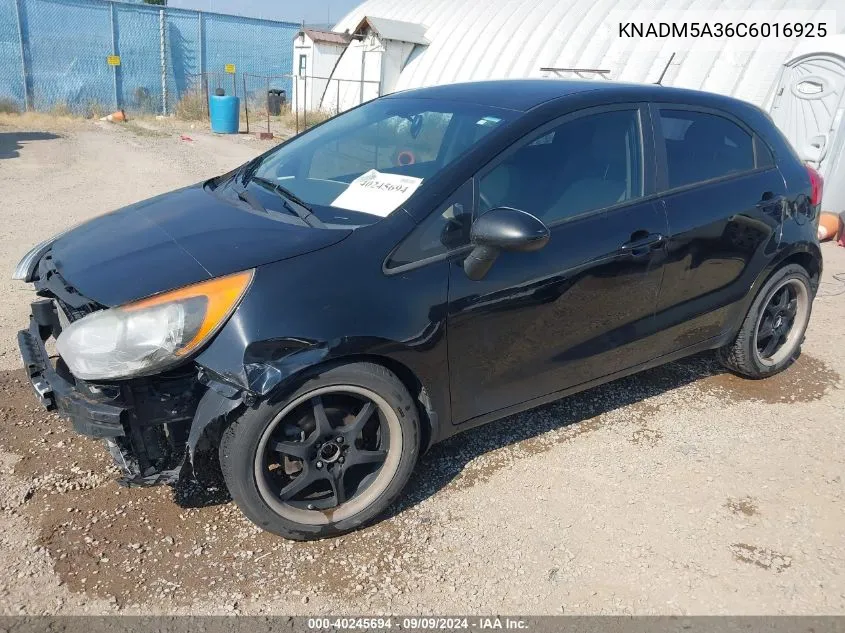 2012 Kia Rio5 Lx VIN: KNADM5A36C6016925 Lot: 40245694