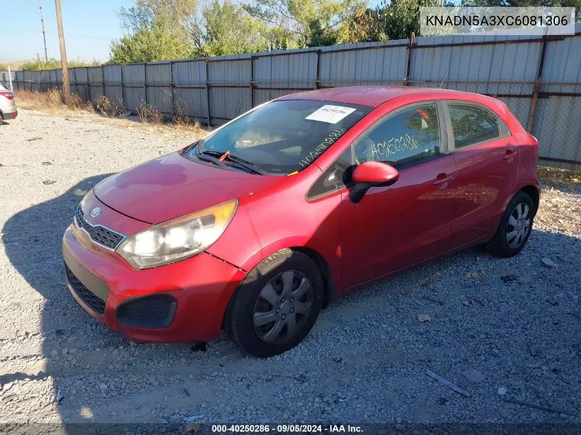 2012 Kia Rio Ex/Sx VIN: KNADN5A3XC6081306 Lot: 40250286