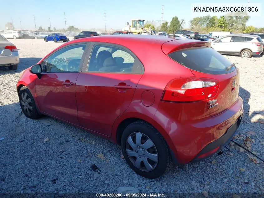 2012 Kia Rio Ex/Sx VIN: KNADN5A3XC6081306 Lot: 40250286