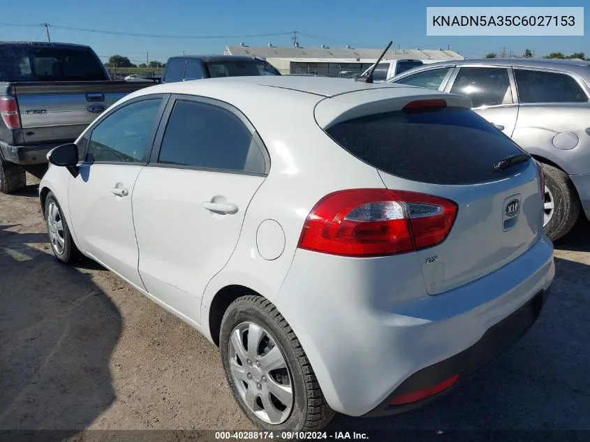 2012 Kia Rio5 Ex VIN: KNADN5A35C6027153 Lot: 40288174